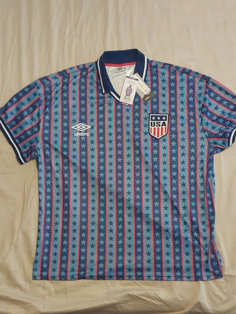 Umbro USA Light Blue and Navy Star Stripe Soccer Jersey